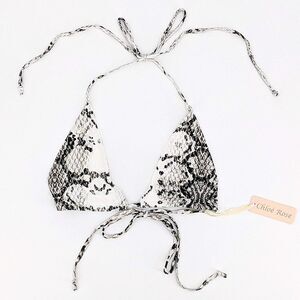 Chloe Rose Women's Dream On Snakeskin Print  Triangle Bikini Top Large